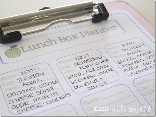 lunch box planner lunch box planner