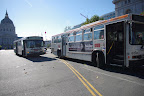 These two buses were filled with police officers.