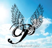 P wings in the sky alphabet tattoo by diyartcraftcom 