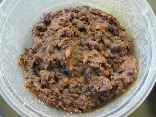 Mashed black beans.