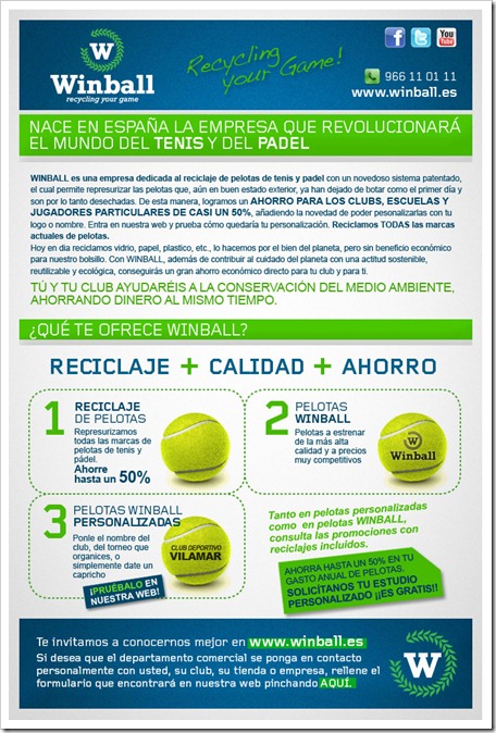 WINBALL un proyecto para todos. Reciclaje y personalizaci&oacute;n de pelotas de tenis y p&aacute;del., en espa&ntilde;a.