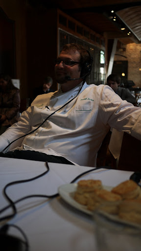 Chef David Slater looked relaxed while discussing the menus of the years, though he had a hectic time serving it up during last night's very busy dinner service.