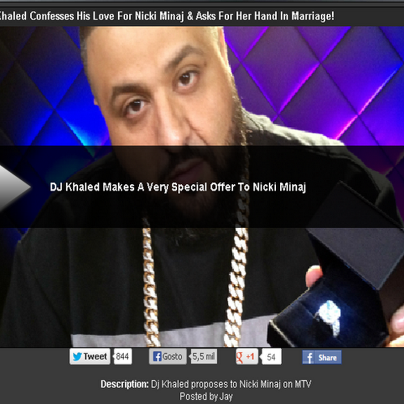Dj Khaled confessa seu amor por Nicki Minaj e pede sua mão em casamento!  - / Dj Khaled Confesses His Love For Nicki Minaj & Asks For Her Hand In Marriage!