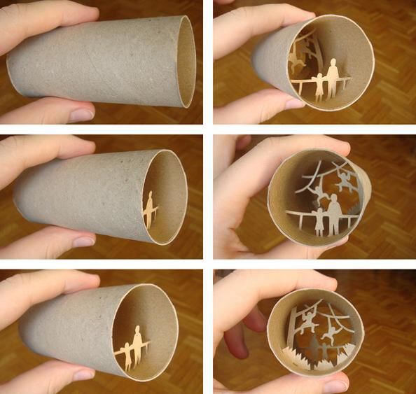Fantastic scenes inside empty toilet paper rolls by Anastassia Elias
