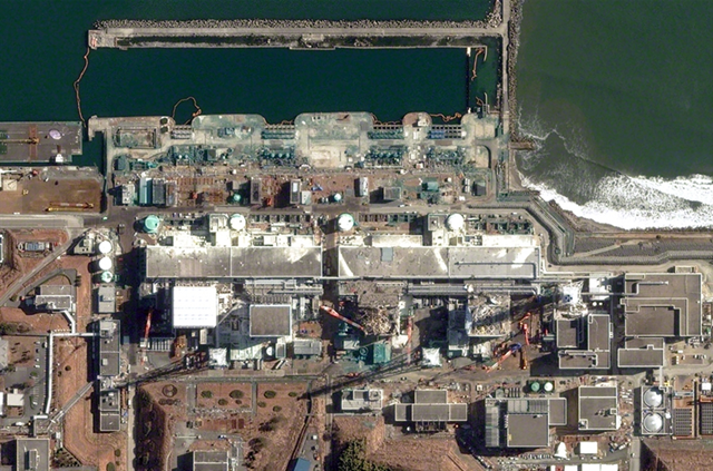 Satellite image of Japan's Fukushima nuclear complex on 2 February 2012, almost a year after the tsunami. DigitalGlobe