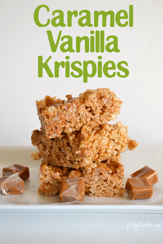Caramel Vanilla Krispie Treats with Caramel Vanilla Topping by www.poofycheeks.com Caramel Vanilla Krispie Treats with Caramel Vanilla Topping by www.poofycheeks.com