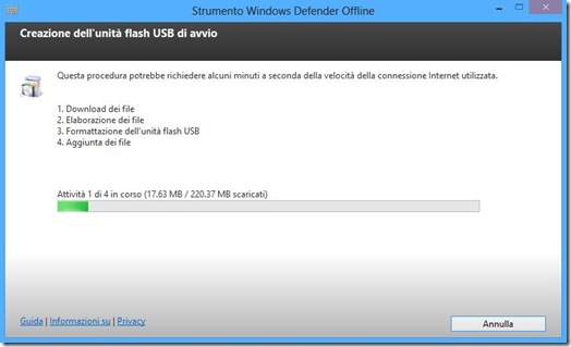 Windows Defender Offline creazione unità di avvio Windows Defender Offline creazione unità di avvio