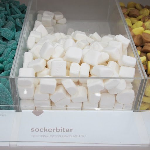 Sockerbitar, the namesake of the store. It's a Swedish marshmallow that is much chewier than the American kind.