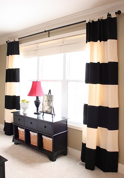 no sew striped curtains tutorial
