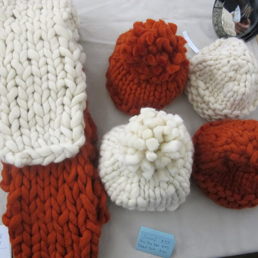 Knit hats and scarves from crafter Morgan Levine. http://amblethroughbramble.com/