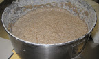 This is a wheat bread base on day 3. My friend Janelle and I added more flour and water to it and then it was put in a mixer to knead for 10 minutes.