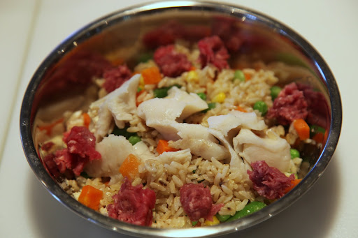 Just before serving, the ingredients are combined in our bowls along with our vitamin supplements.  Doesn't this look so colorful and yummy?