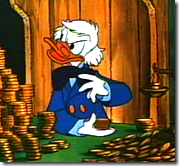 Scrooge McDuck counting his money