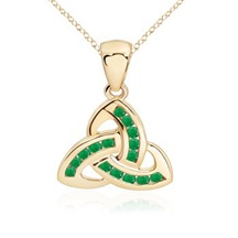 Round Emerald Interlinked Trillion Pendant