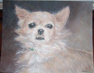 Look a the lovely portrait of Pickles that artist and DW reader Delia Pacheco made for me!