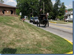 4143 Indiana - Ligonier, IN - Lincoln Highway (Lincolnway S)(State Route 5) - Amish buggy going past Ligonier Visitor Center & Heritage Station Museum