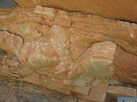 Layers of time in the rock at Dinosaur Ridge.