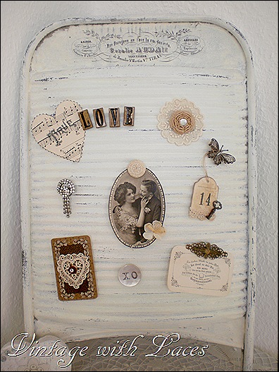 Vintage Washboard - Valentine's Decoration by Vintage with Laces Vintage Washboard - Valentine's Decoration by Vintage with Laces