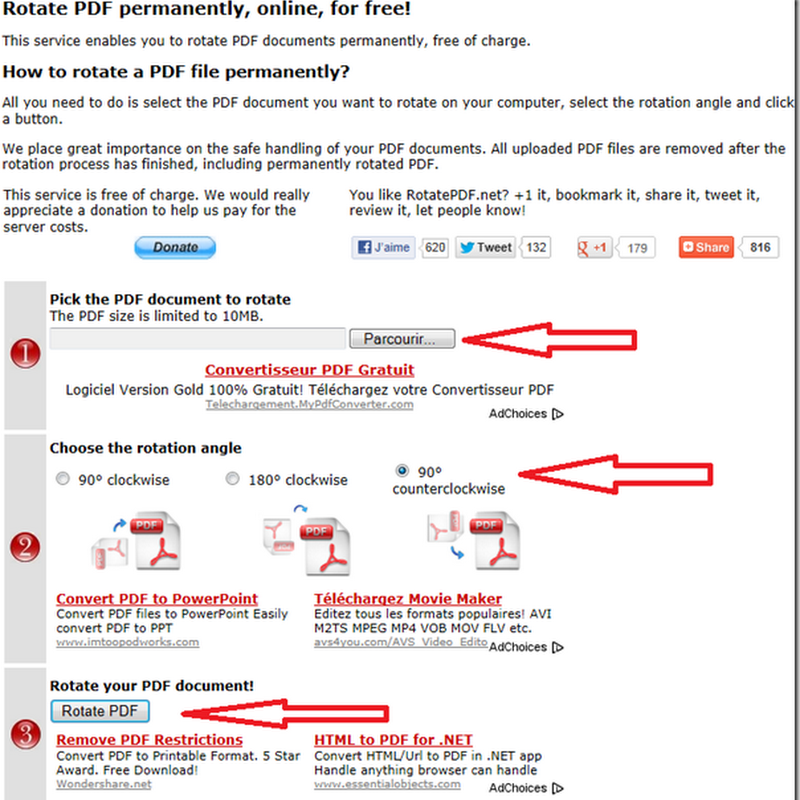 Rotation d’un document PDF en ligne gratuitement