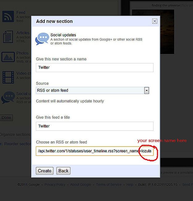 add new section - twitter complete