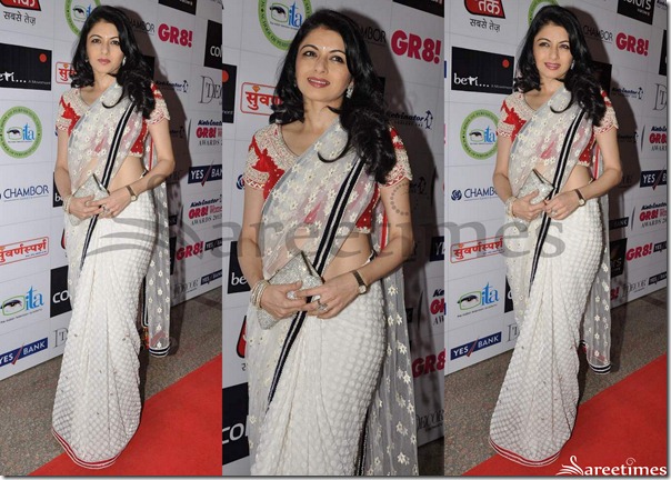 Bhagyashree_White_Sari