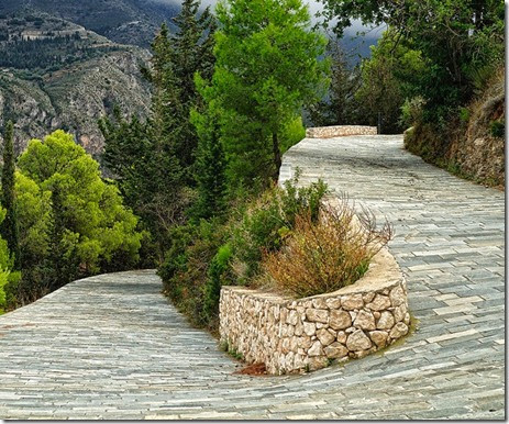 Winding pathway from Assos below to the castle above