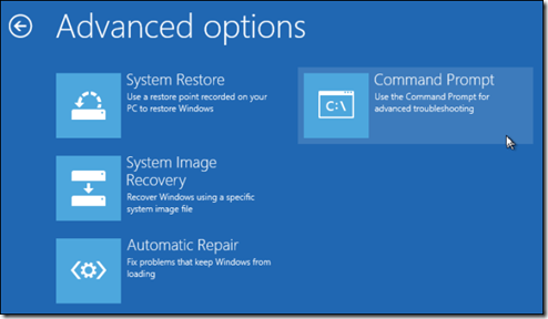 Windows 8 Advanced Options Windows 8 Advanced Options