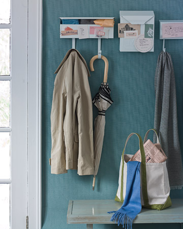 Mail boxes are a cute alternative for organizing an entry. Metal ones are magnetic so you can post things with magnets. You can store mittens and mail on the inside and use the hooks to hang up coats and jackets. Mail boxes are a cute alternative for organizing an entry. Metal ones are magnetic so you can post things with magnets. You can store mittens and mail on the inside and use the hooks to hang up coats and jackets.