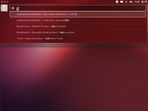 ClassicMenu Indicator in HUD su Ubuntu