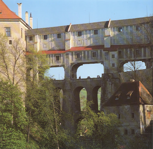 The Mantle Bridge at Cesky Krumlov, completed in 1764.