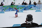 The automated camera tracking a Russian skiier