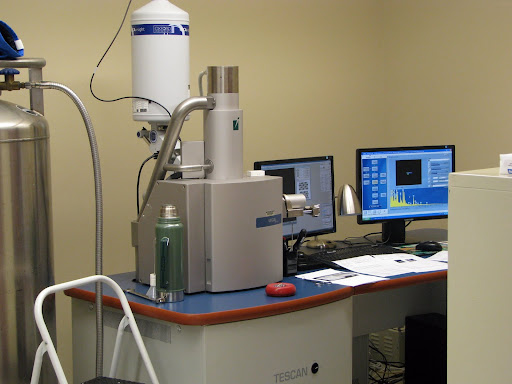 A computerized microscope used in the trace evidence lab. (Photo credit: Jeremy Shreckhise)