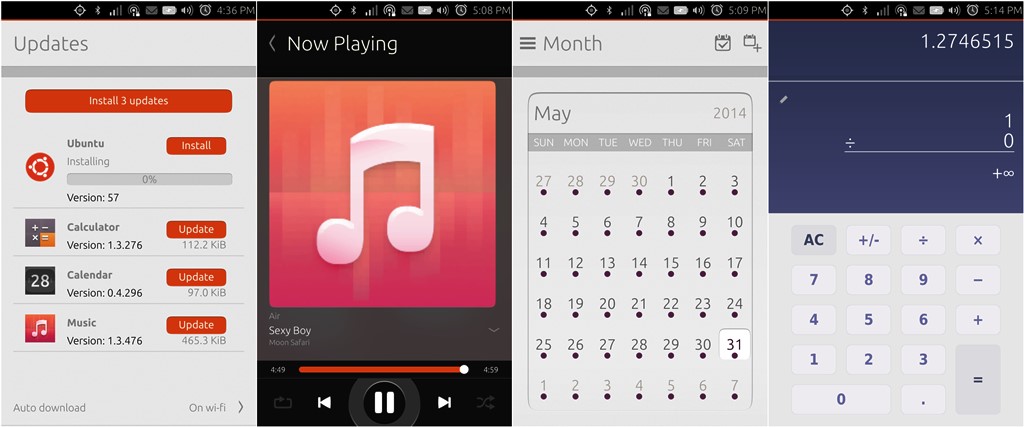 Ubuntu Touch: Calculator, Calendar e Music