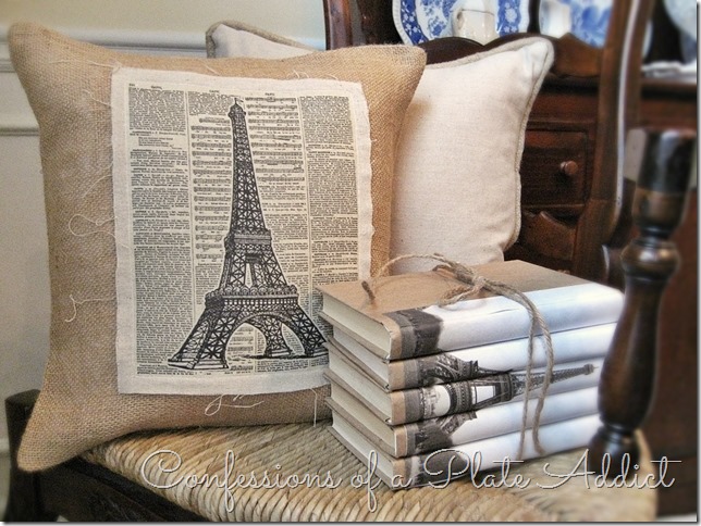 CONFESSIONS OF A PLATE ADDICT Vintage Eiffel Tower Pillow