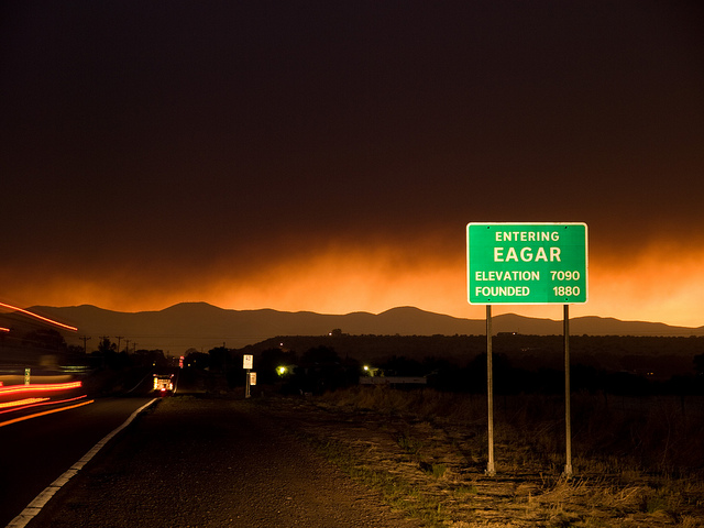 Eager, AZ just after evacuations. Wallow Fire, Arizona, 2011. Photo taken by Kari Greer for NIFC. US Forest Service