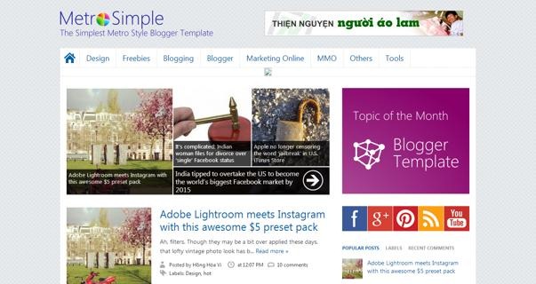 Metro Premium Blogger Template Simple V.2