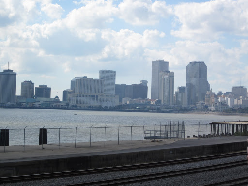 The New Orleans skyline is just outside NOCCA's windows.