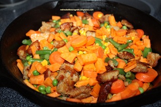 Sausage, Mixed Vegetable, Sweet Potato And Rice Dinner - Everything added B Sausage, Mixed Vegetable, Sweet Potato And Rice Dinner - Everything added B