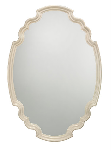 Here, a close-up of the Ingrid Scalloped Mirror - an heirloom piece for a bargain at a price below $200  (size: 40