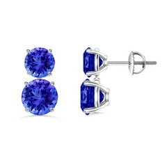 Round Tanzanite Dangle Earrings Round Tanzanite Dangle Earrings