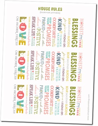 House Rules Bookmark House Rules Bookmark