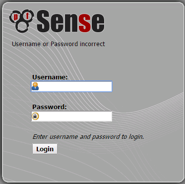 Machine generated alternative text: FSense Username or Password incorrect Enter username and password to login. Login 