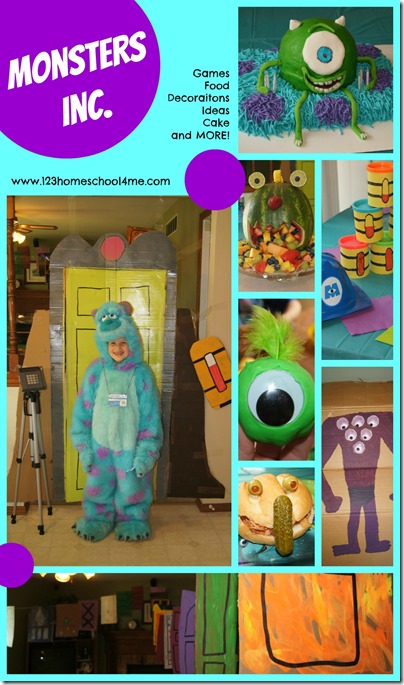 party themes - monsters Inc. monsters Inc. party Ideas including themed food, monster decorations, games and more.
