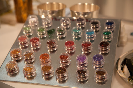 We had a glitter bar set up for eyeshadow and dusting.