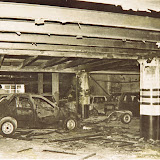 Damaged parked cars on the ground floor