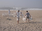 We brought 40 folding chairs out to the water's edge.