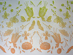 detail of the finished piece which shows how the multiple ink colors blend to create an ombre effect. detail of the finished piece which shows how the multiple ink colors blend to create an ombre effect.