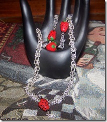 Strawberry Chain Maille Necklace and Bracelet Set