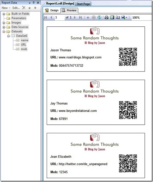 End Result - QR codes in SSRS