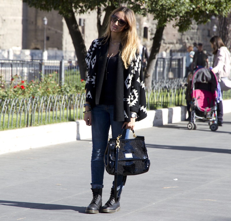 Roma Jolie Moi, Rifle Jeans, Dr, Martens Shoes, Valentino Sunglasses, Miss Sicily, Miss Sicily Bag, Dolce&Gabbana Bag, Dolce&Gabbana Miss Sicily Bag, Le Silla, Top Shop Necklace, Rome, Roma, Aztec Print, Aztec